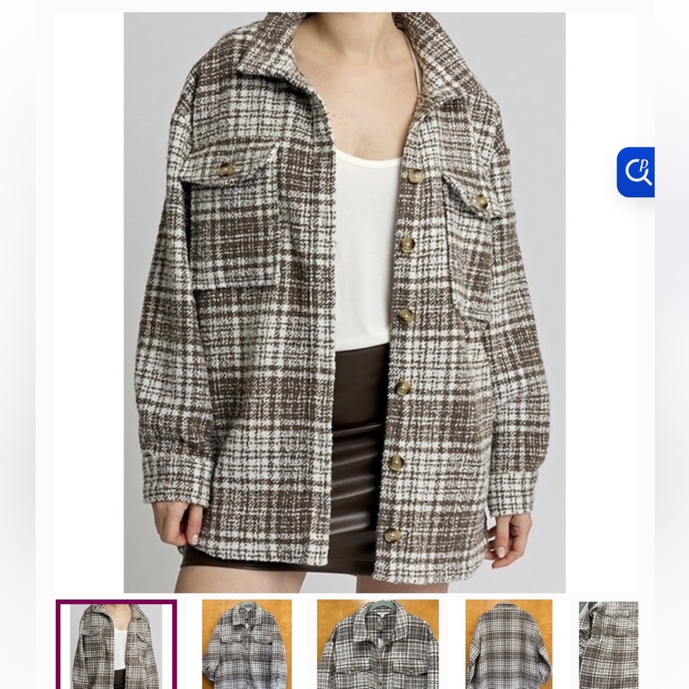 LBLC The Label Plaid Shacket Pamela Button-Up Medium